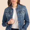 Women Trina Turk Ag Dark Wash Robyn Denim Jacket