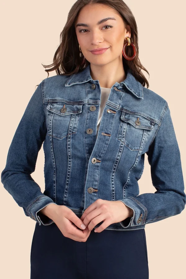 Women Trina Turk Ag Dark Wash Robyn Denim Jacket