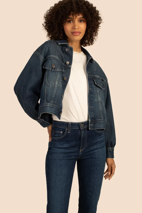 Women Trina Turk Ag Pleated Mirah Denim Jacket