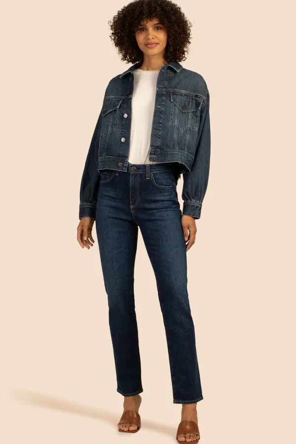 Women Trina Turk Ag Pleated Mirah Denim Jacket