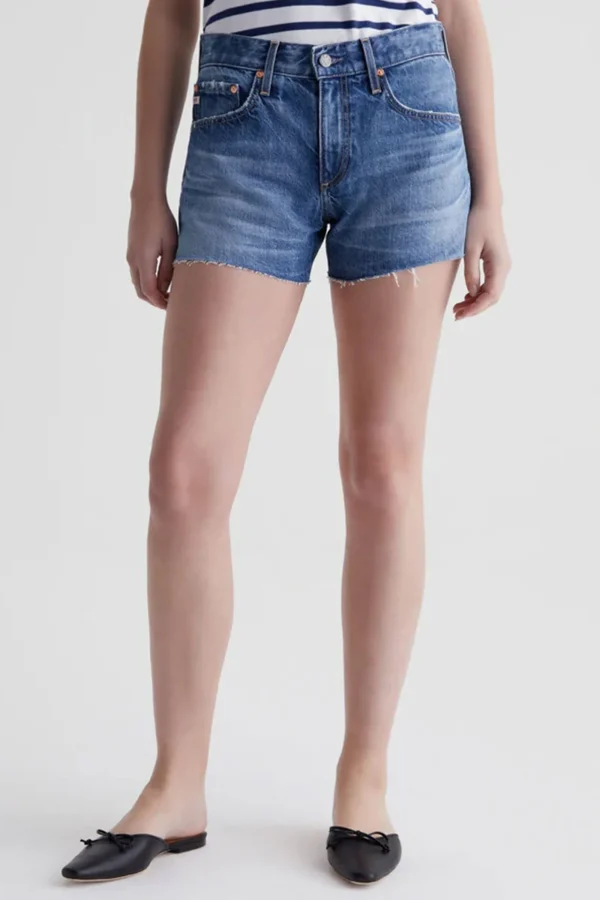 Women Trina Turk Ag Women'S Blue Hailey Cut-Off Short