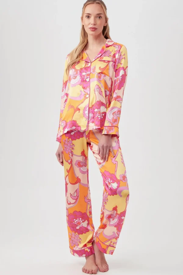 Women Trina Turk Apache Bloom Women'S Long Sleeve Long Pant Silk Pj Set