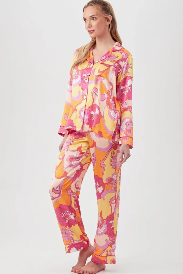 Women Trina Turk Apache Bloom Women'S Long Sleeve Long Pant Silk Pj Set