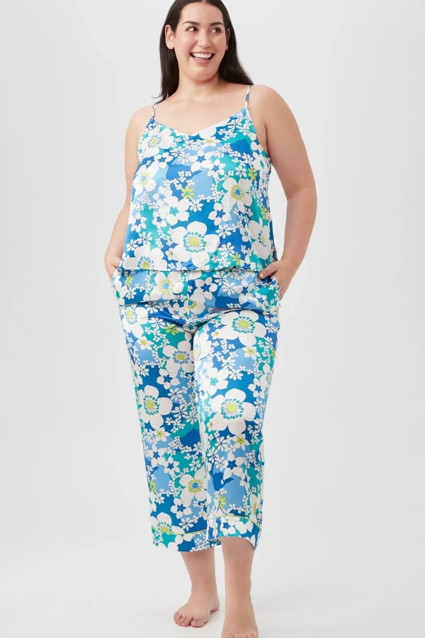 Women Trina Turk Bali Floral Women'S Cami Tank Cropped Pant Silk Pj Set