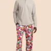 Men Trina Turk Bubble Dots Men'S Long Sleeve Henley Long Pant Pj Set