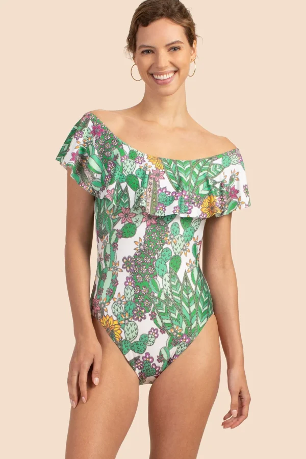 Women Trina Turk Cacti Off The Shoulder Ruffle One Piece