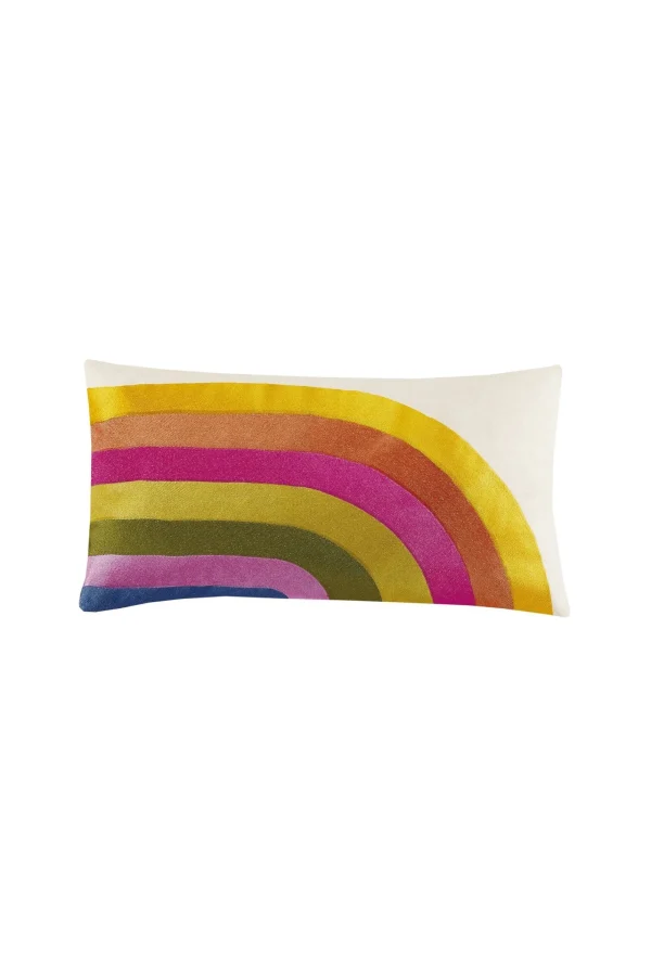 Trina Turk Calistoga Embroidered Rainbow Pillow 14X26"