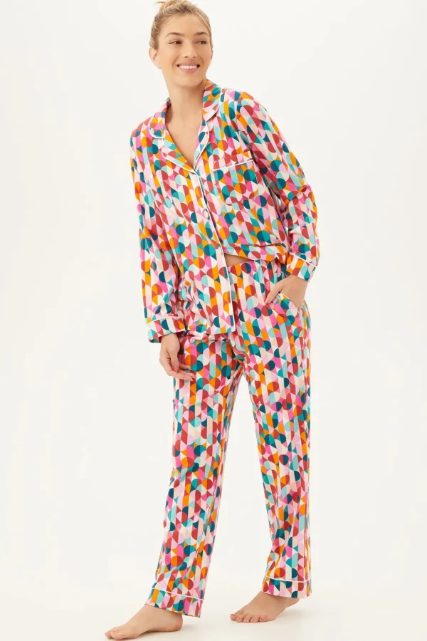 Women Trina Turk Dancing Dots Women'S Long Sleeve Long Pant Jersey Pj Set