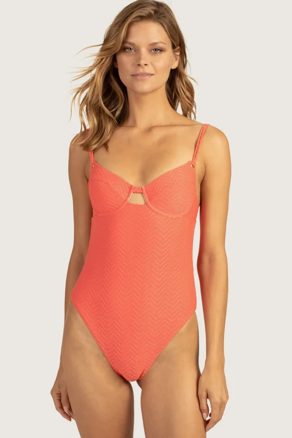 Women Trina Turk Empire Lurex Underwire One Piece