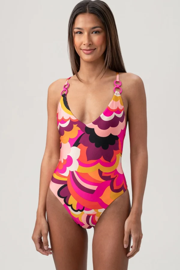 Women Trina Turk Fan Faire Twist Back Maillot