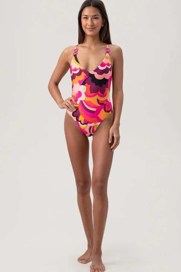 Women Trina Turk Fan Faire Twist Back Maillot