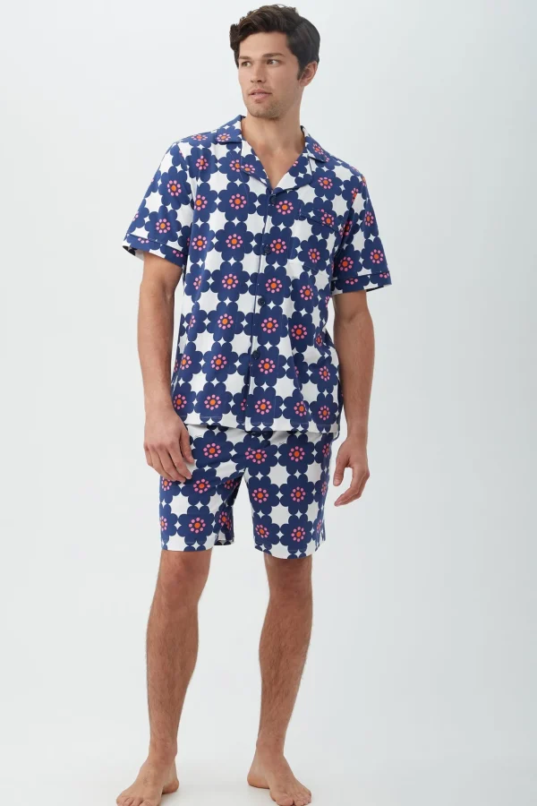 Men Trina Turk Floral Tile Men'S Short Sleeve Boxer Short Jersey Pj Set