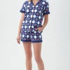 Women Trina Turk Floral Tile Women'S Short Sleeve Shorty Jersey Pj Set