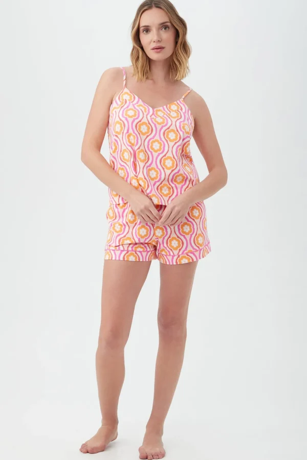 Women Trina Turk Flower Swirl Women'S Cami Tank Shorty Jersey Pj Set