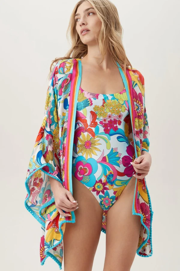 Women Trina Turk Fontaine Fringe Kimono Swim Cover-Up