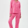 Women Trina Turk Geo Hex Women'S Long Sleeve Long Pant Jersey Pj Set