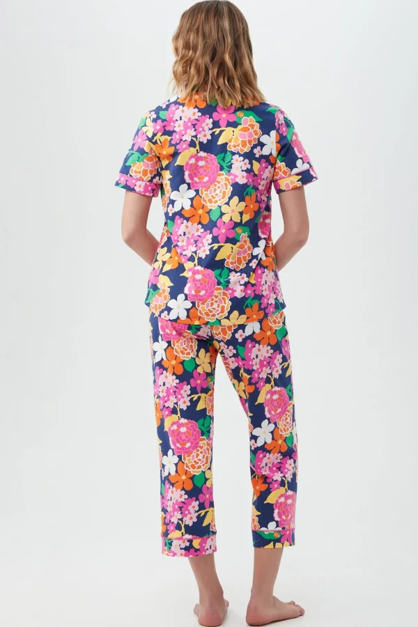 Women Trina Turk Greenhouse Floral Women'S Short Sleeve Cropped Pant Jersey Pj Set