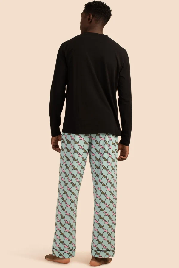 Men Trina Turk Hounds Men'S Long Sleeve Henley Long Pant Pj Set