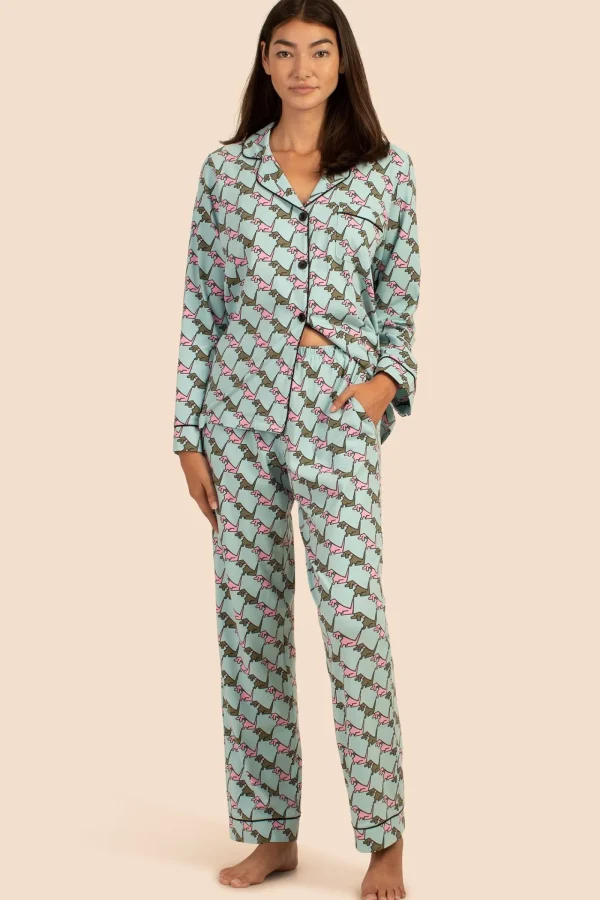 Women Trina Turk Hounds Women'S Long Sleeve Long Pant Jersey Pj Set