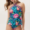 Women Trina Turk India Garden High Neck Tankini