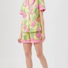 Women Trina Turk Kiwi Pineapple Women'S Short Sleeve Shorty Poplin Pj Set