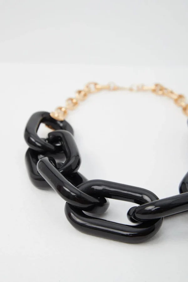 Trina Turk Kjl Gold Black Resin 8 Link Necklace