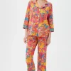 Women Trina Turk Madagascar Women'S 3/4-Sleeve Cropped Pant Jersey Pj Set