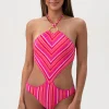 Women Trina Turk Marai High Neck Cut Out Maillot