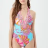 Women Trina Turk Meilani Border Plunge One Piece