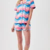 Women Trina Turk New Wave Women'S Short Sleeve Shorty Jersey Pj Set