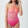 Women Trina Turk Opal High Neck Crochet One Piece