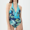 Women Trina Turk Pirouette Plunge Halter Maillot