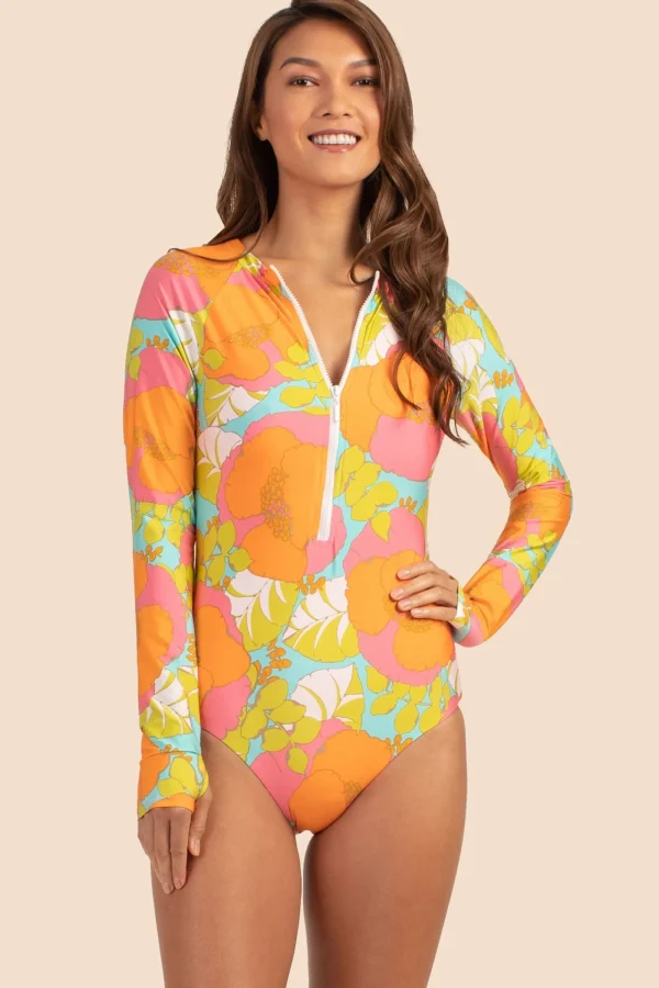 Women Trina Turk Playa De Flor Half Zip Long Sleeve Paddle Suit