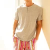 Men Trina Turk Pom Men'S Short Sleeve Henley Boxer Short Pj Set