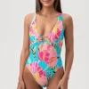 Women Trina Turk Poppy Belted Plunge One Piece