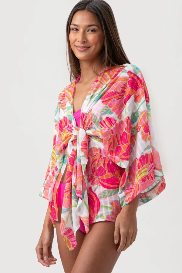 Women Trina Turk Poppy Tie Front Beach Shirt