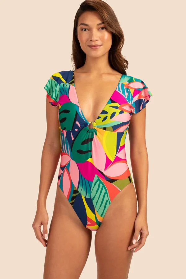 Women Trina Turk Rainforest Flutter Sleeve Maillot