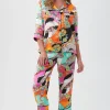 Women Trina Turk Skipper Swirl Women'S 3/4-Sleeve Cropped Pant Silk Pj Set