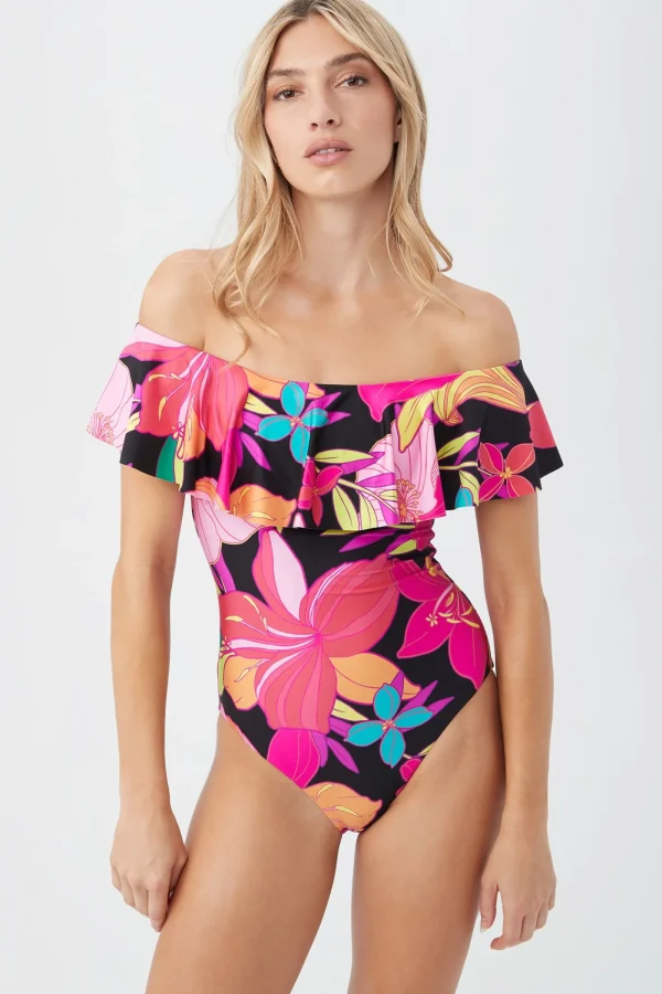 Women Trina Turk Solar Floral Off The Shoulder One Piece