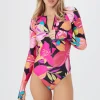 Women Trina Turk Solar Floral Zip Up Paddle Suit