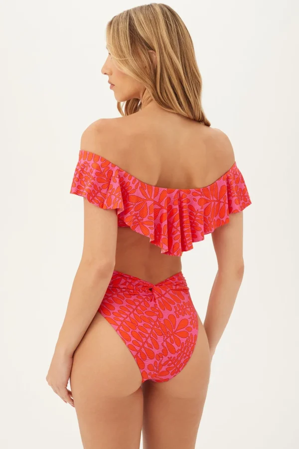 Women Trina Turk Trellis Off-The-Shoulder Ruffle Bandeau Swim Top