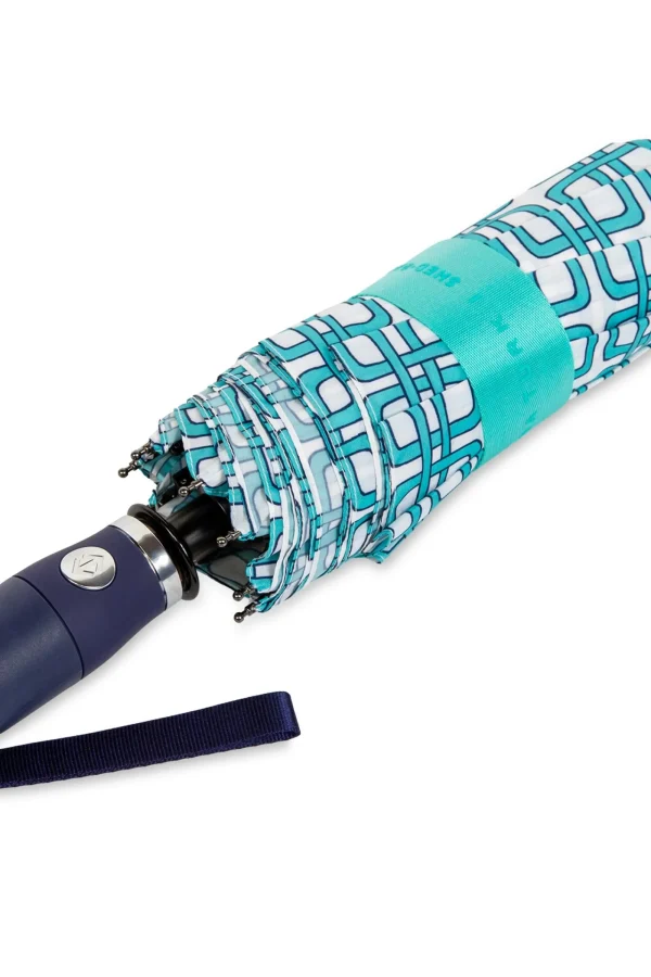 Trina Turk Blue Breeze Block Compact Umbrella