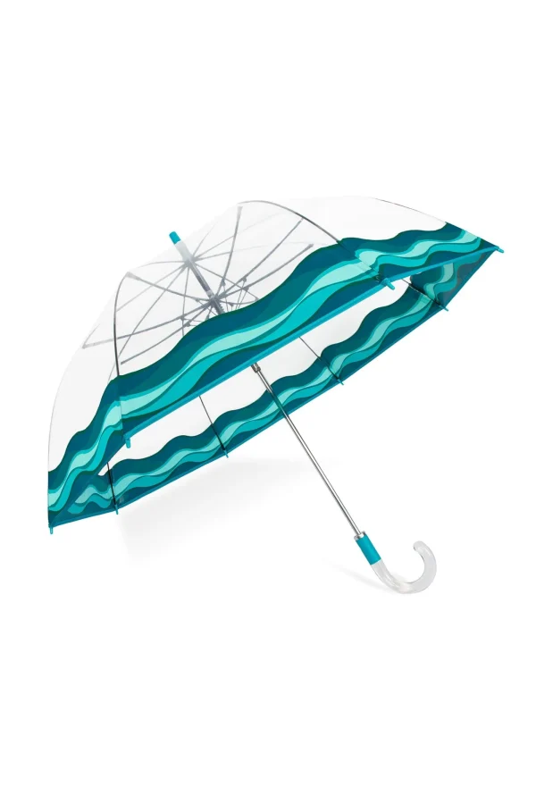 Trina Turk Blue Waves Of Capri Clear Bubble Umbrella