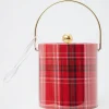 Trina Turk Red Plaid Print Ice Bucket