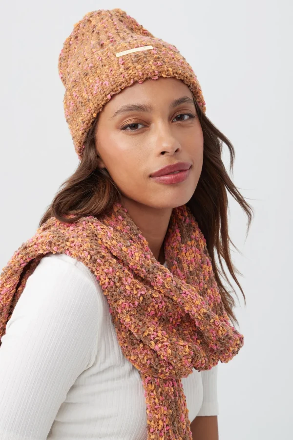 Trina Turk Tt Speckled Knit Beanie And Scarf
