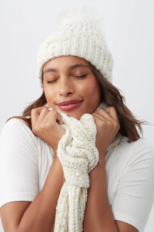 Trina Turk Tt Speckled Knit Beanie And Scarf