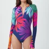 Women Trina Turk Wailea Half Zip Long Sleeve Paddle Suit